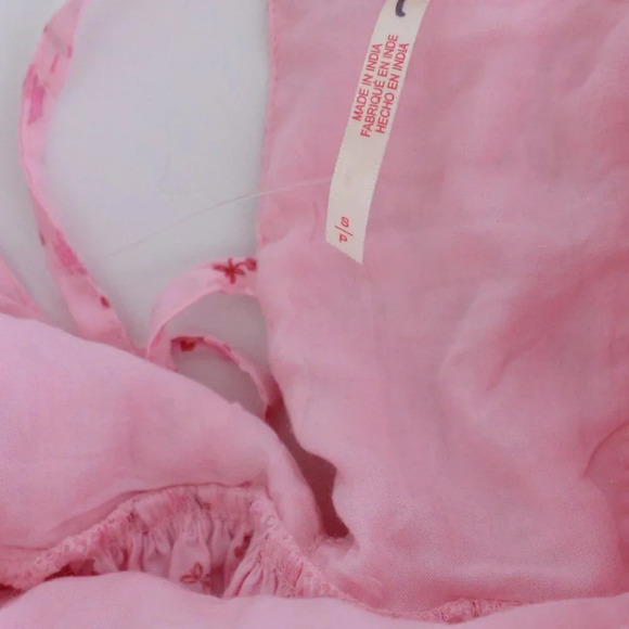Free People Gabby  Mini Pink Cherry Spaghetti Strap Mini Cotton Dress S - Picture 11 of 11